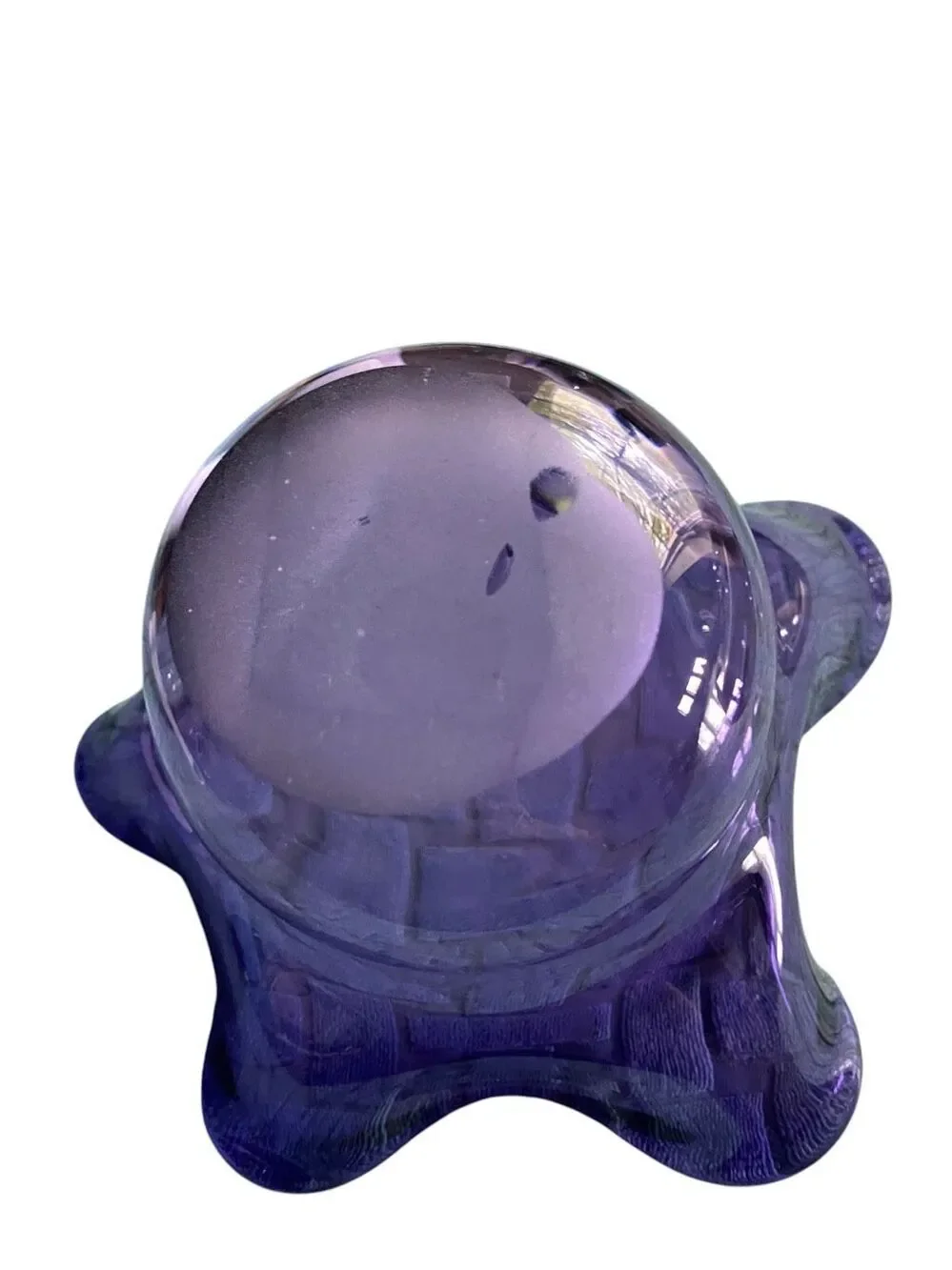 Purple Art Glass Ruffled Bowl Hand Blown Wavy Decorative Candy Dish 6” Vintage